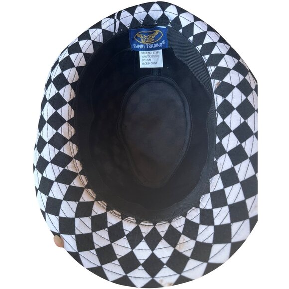 Empire Trading Black & White Hat Check Pattern Polyester Unisex Adults S/M-READ - Picture 2 of 12